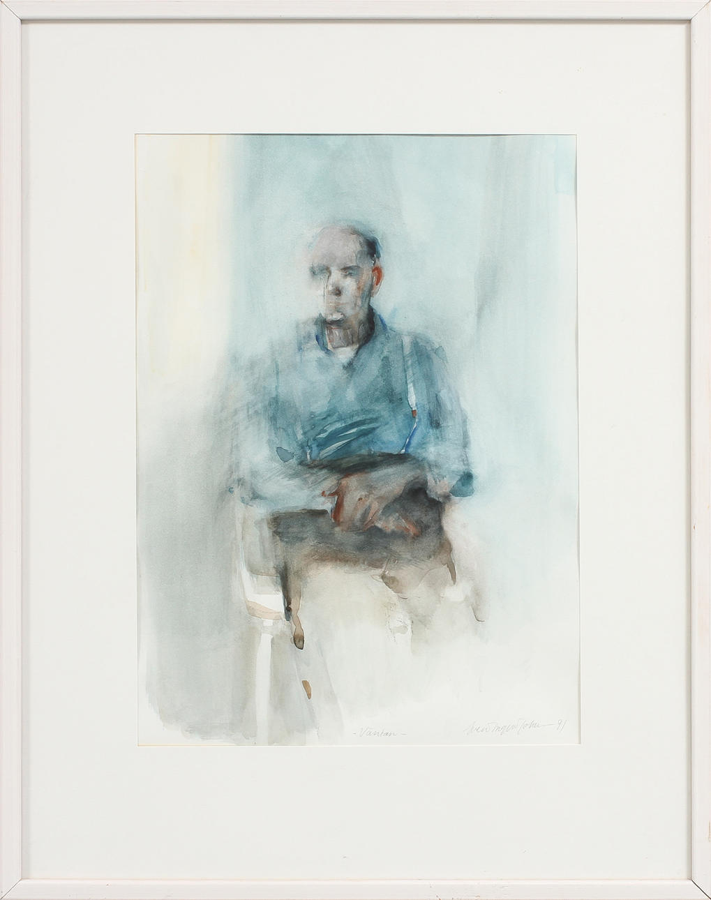 SVEN INGVAR JOHANSSON. "Väntan", akvarell, signerad.