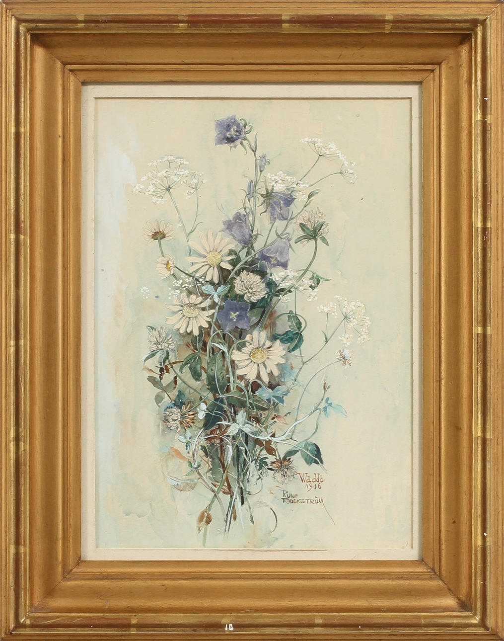 RUNE ROCKSTRÖM. Blommor, akvarell, signerad och daterad Wäddö 1946.