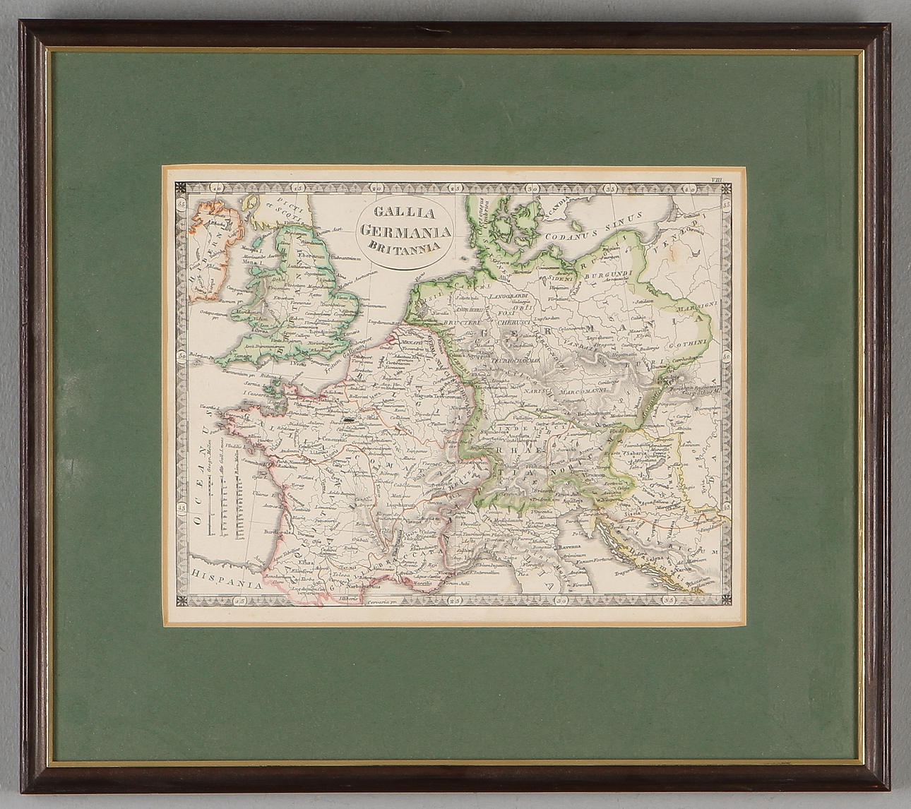 KARTA, "Gallia Germaina Britania", 1800-tal.