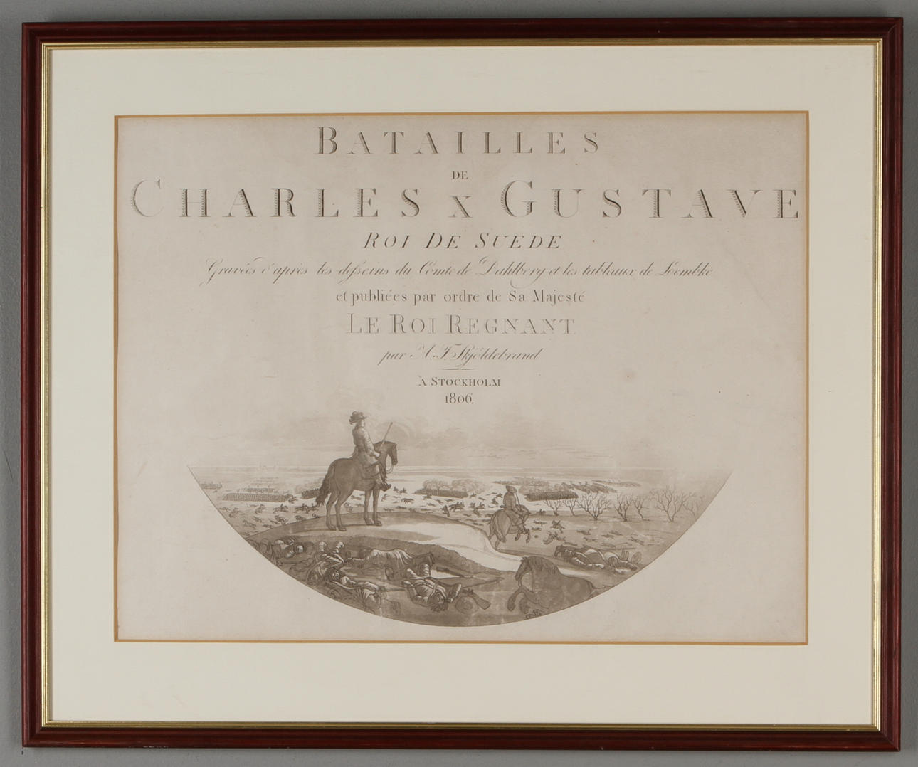 A F SKJÖLDEBRAND. Titelbladet till mappen Karl X Gustavs fälttåg, gravyr.