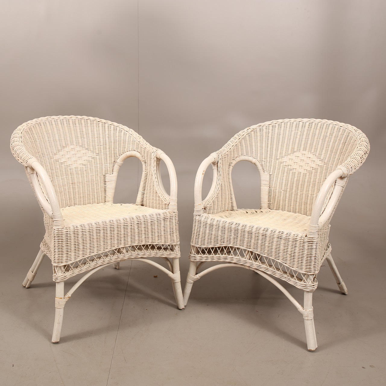 RATTAN-SESSEL, weiß 2 Stück.