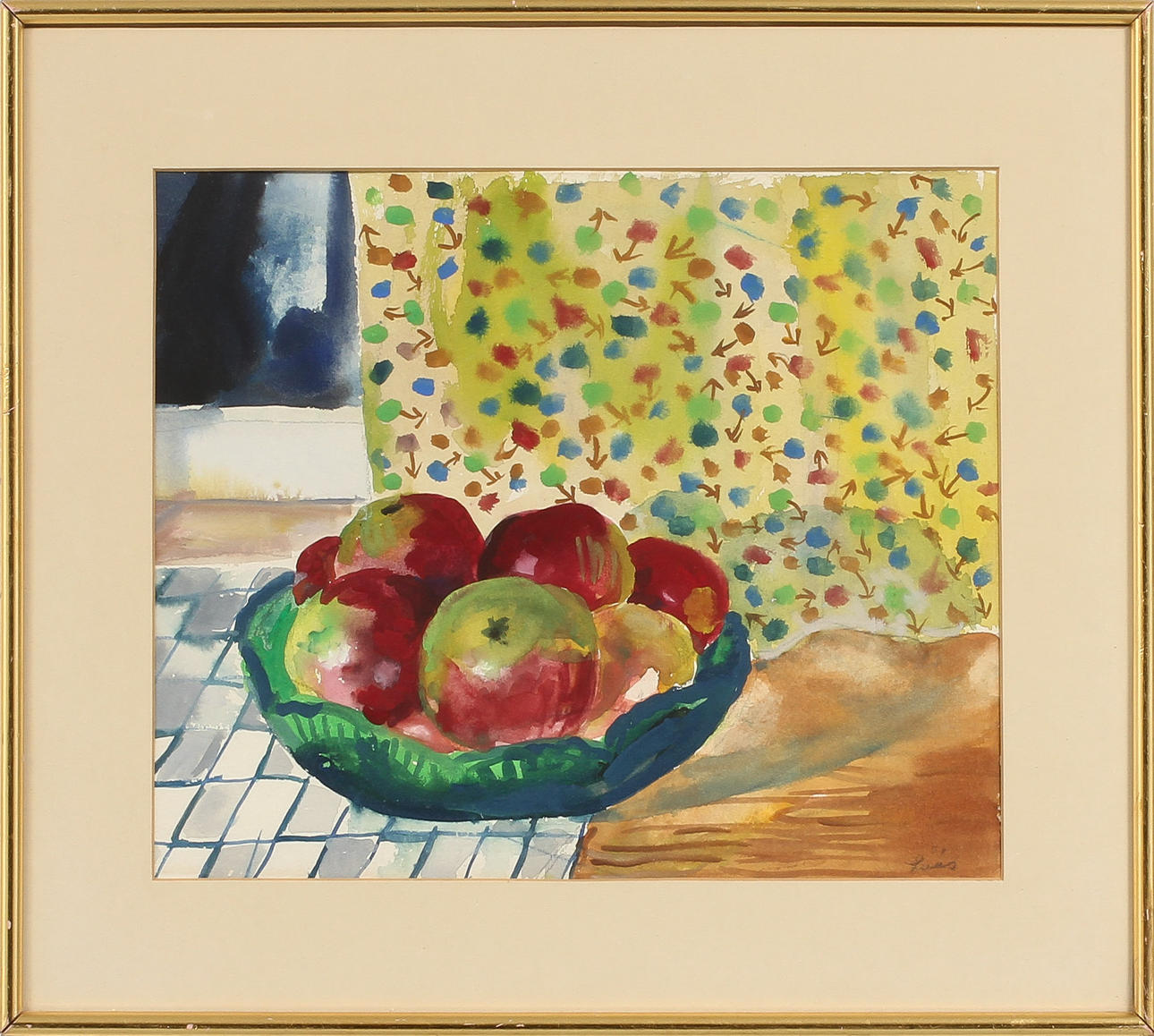 EVY LÅÅS. Stilleben, akvarell, signerad.