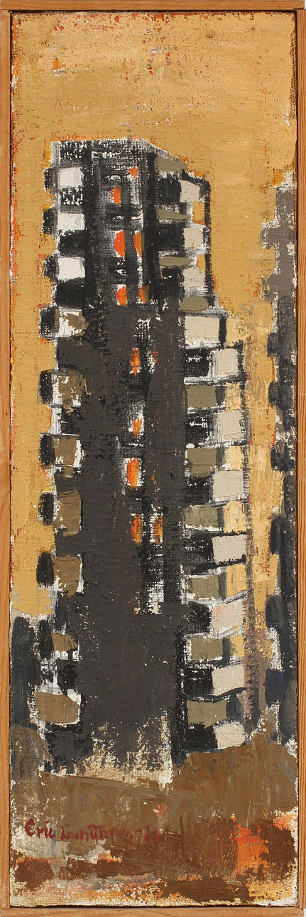 ERIK LUNDBERG. olja på duk, komposition, signerad.