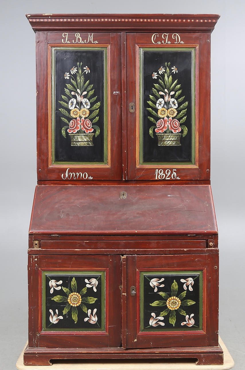 SKRIVSKÅP, sengustavianskt, daterat 1825.