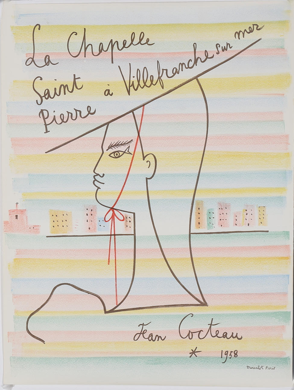 JEAN COCTEAU. PLANSCH, färglitografi, Jean Cocteau, 1958, Chapel St. Pierre á Villefranche sur Mer.