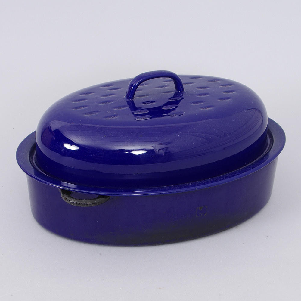 GRYTA MED LOCK, emaljerad gjutjärn, Kockums.