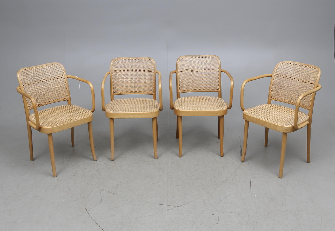 KARMSTOLAR, 4 st. "Prague Chair", Josef Hoffman, Thonet.