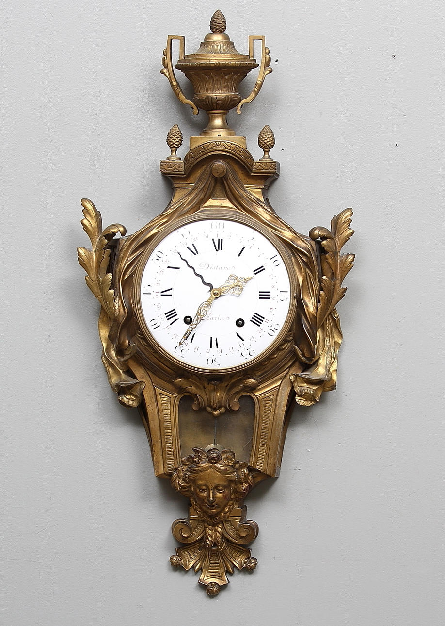 VÄGGPENDYL, förgylld mässing, Frankrike, 1800-tal, höjd 88 cm.