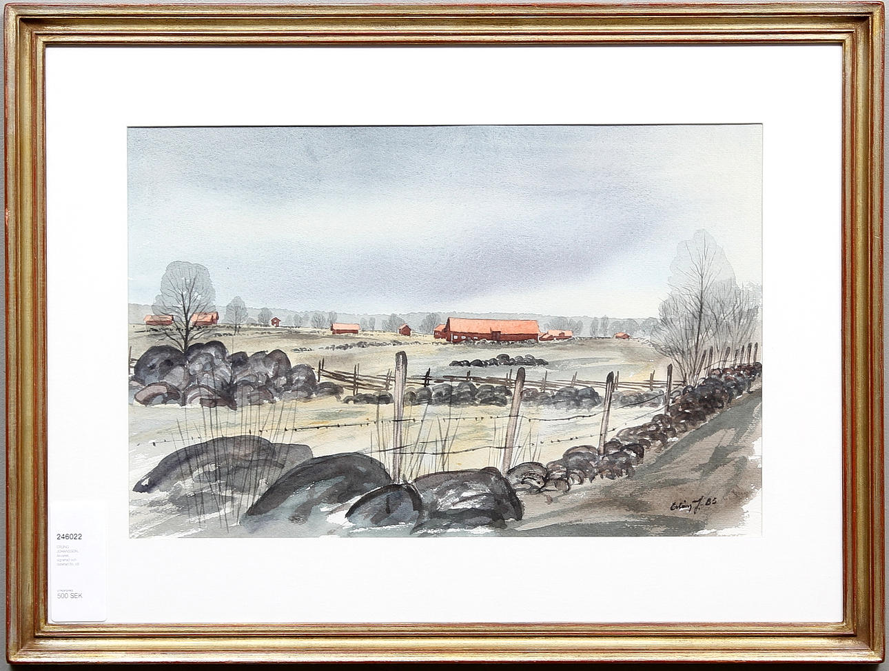 ERLING JOHANSSON. Akvarell, signerad och daterad 85.