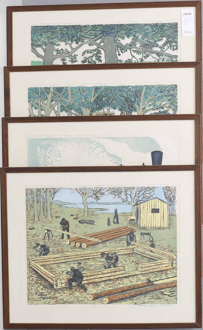 SVEN LJUNGBERG. Färgträsnitt, 4 st, signerade och numrerade 203/300.
