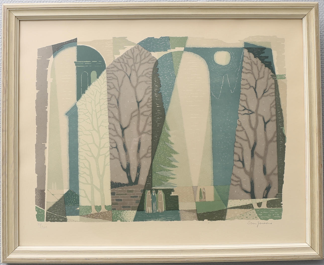 SVEN JONSSON. Kväll. Färglitografi, signerad och numrerad 84/260.