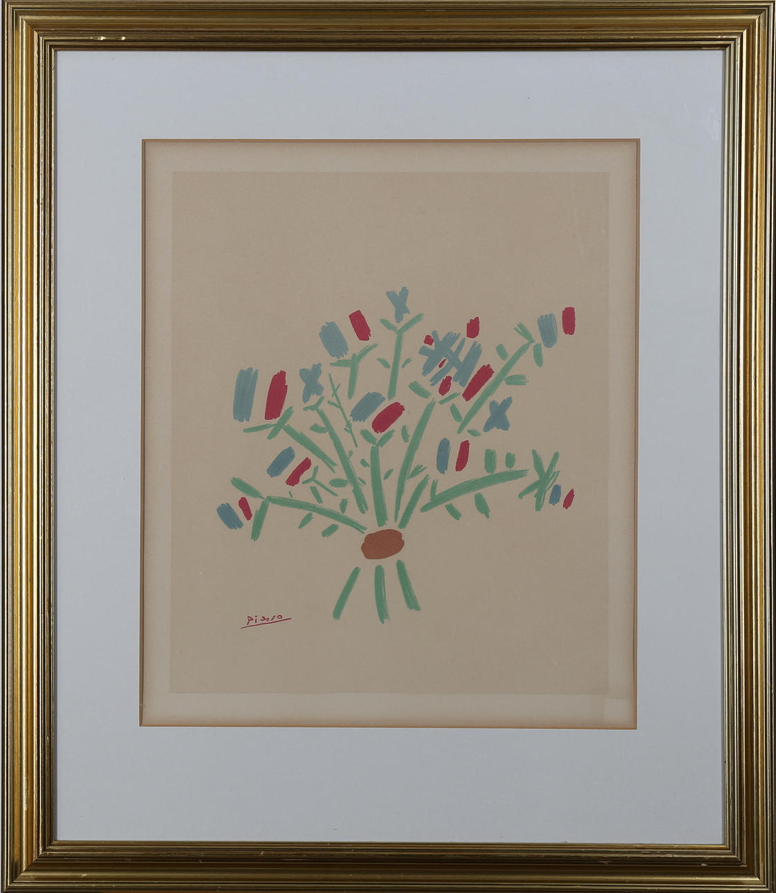 PABLO PICASSO. Bukett, färglitografiskt tryck, signerad Picasso i trycket.