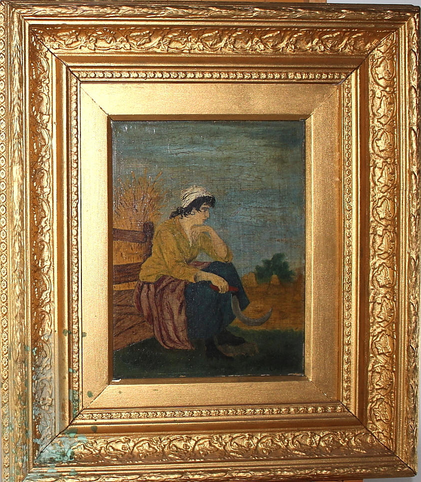 OIDENTIFIERAD KONSTNÄR. olja på duk, kvinna, signerad A Riedel.