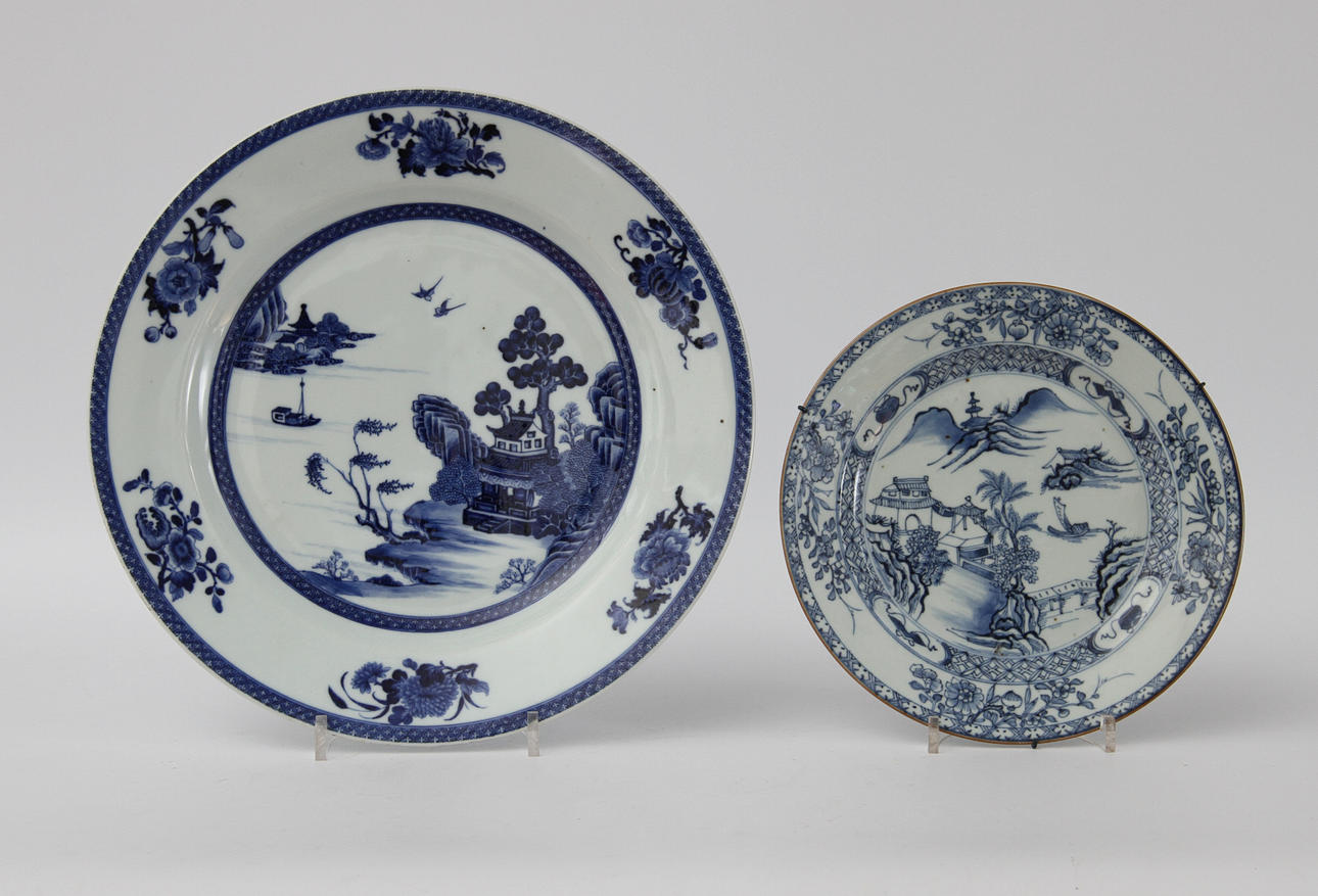 FAT samt TALLRIK, porslin, Kina, 1700-tal.