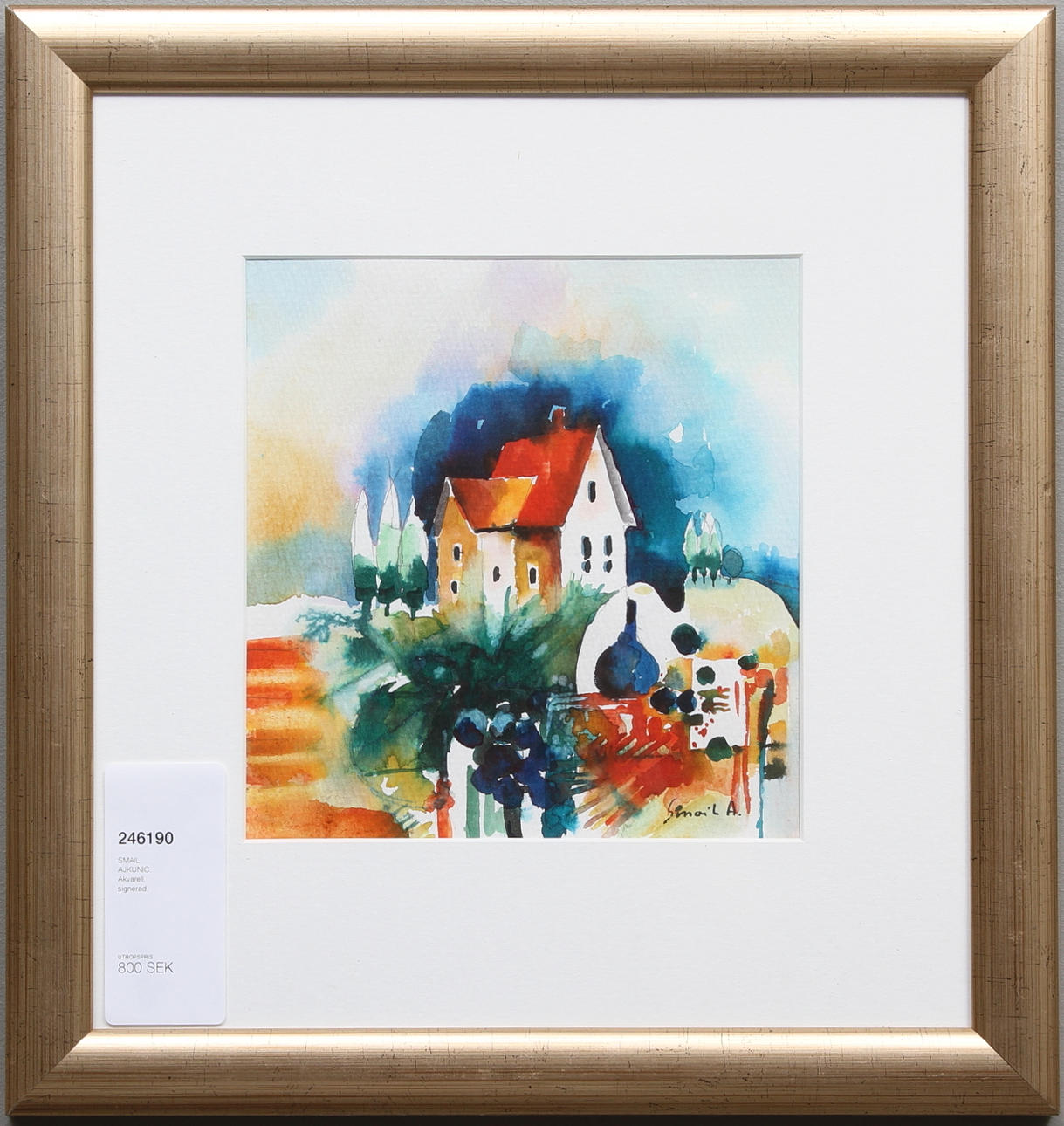 SMAIL AJKUNIC. Akvarell, signerad.