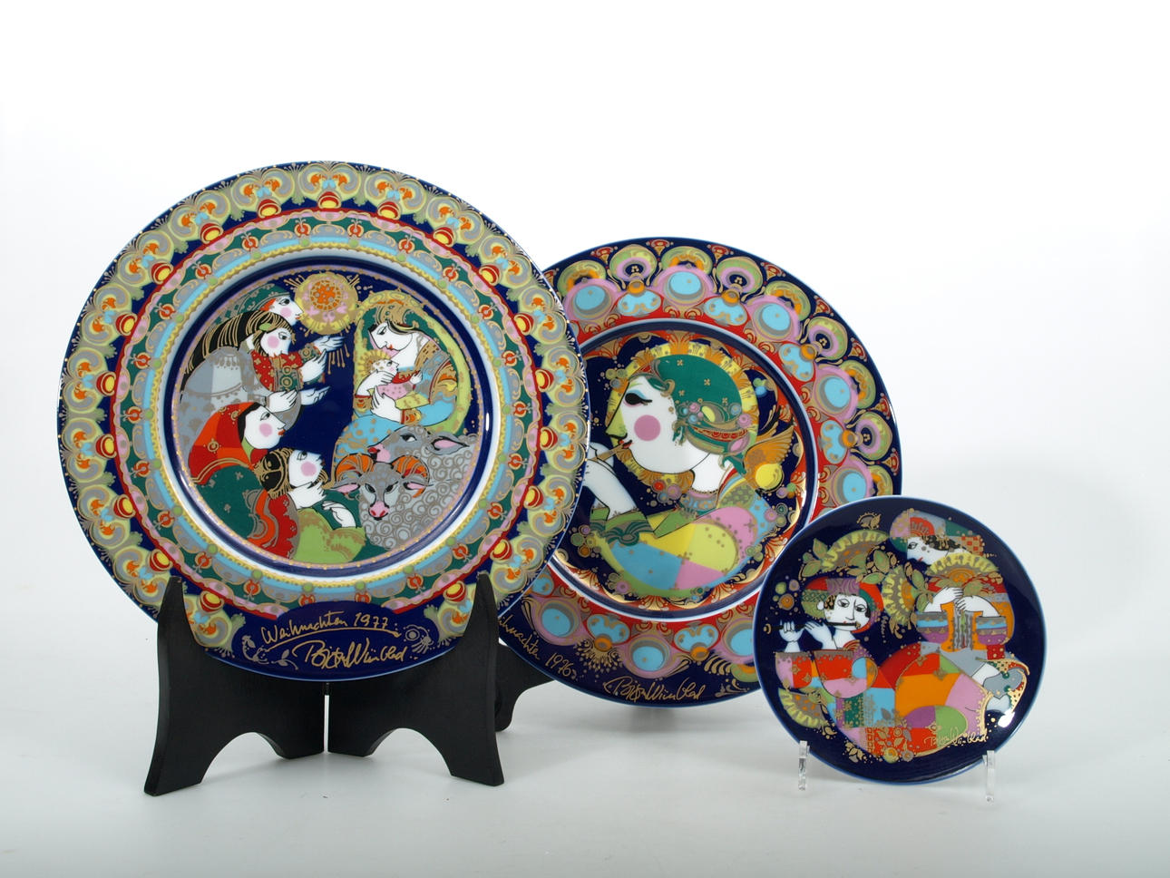 BJÖRN WINBLAD. Samlartallrikar, porslin, 3 stycken, Rosenthal.