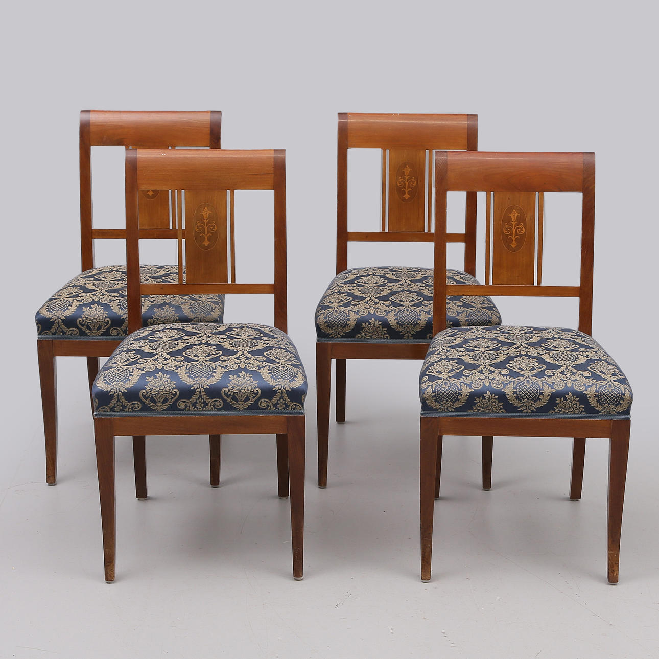 TABLE with CHAIRS, 4 pcs., Karl-Johan style, 1900s.