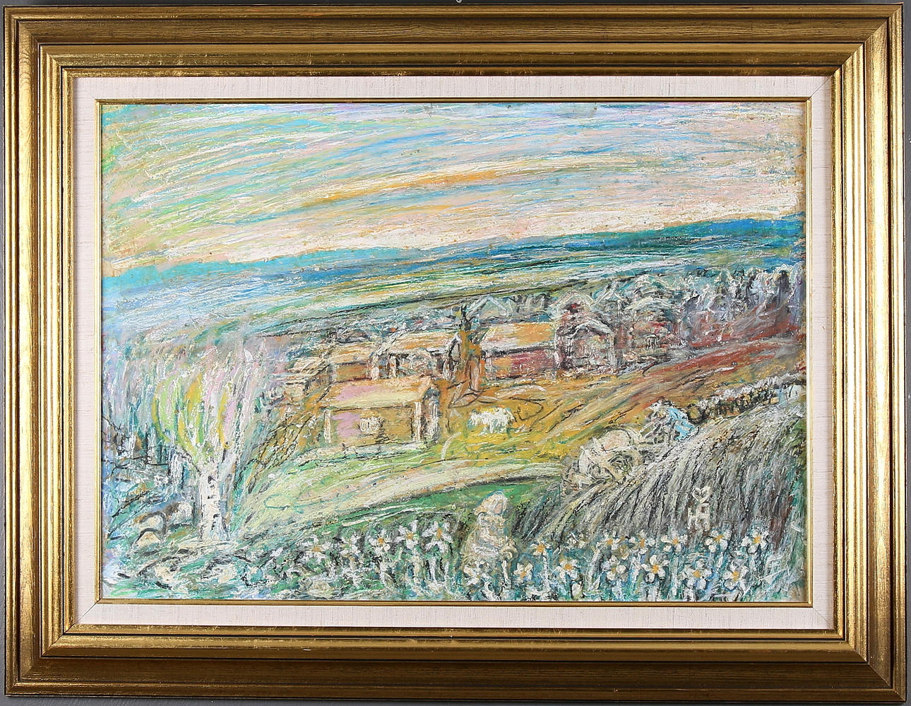 HANS ÅNGSÄTER. Blandteknik på duk, monogramsignerad.