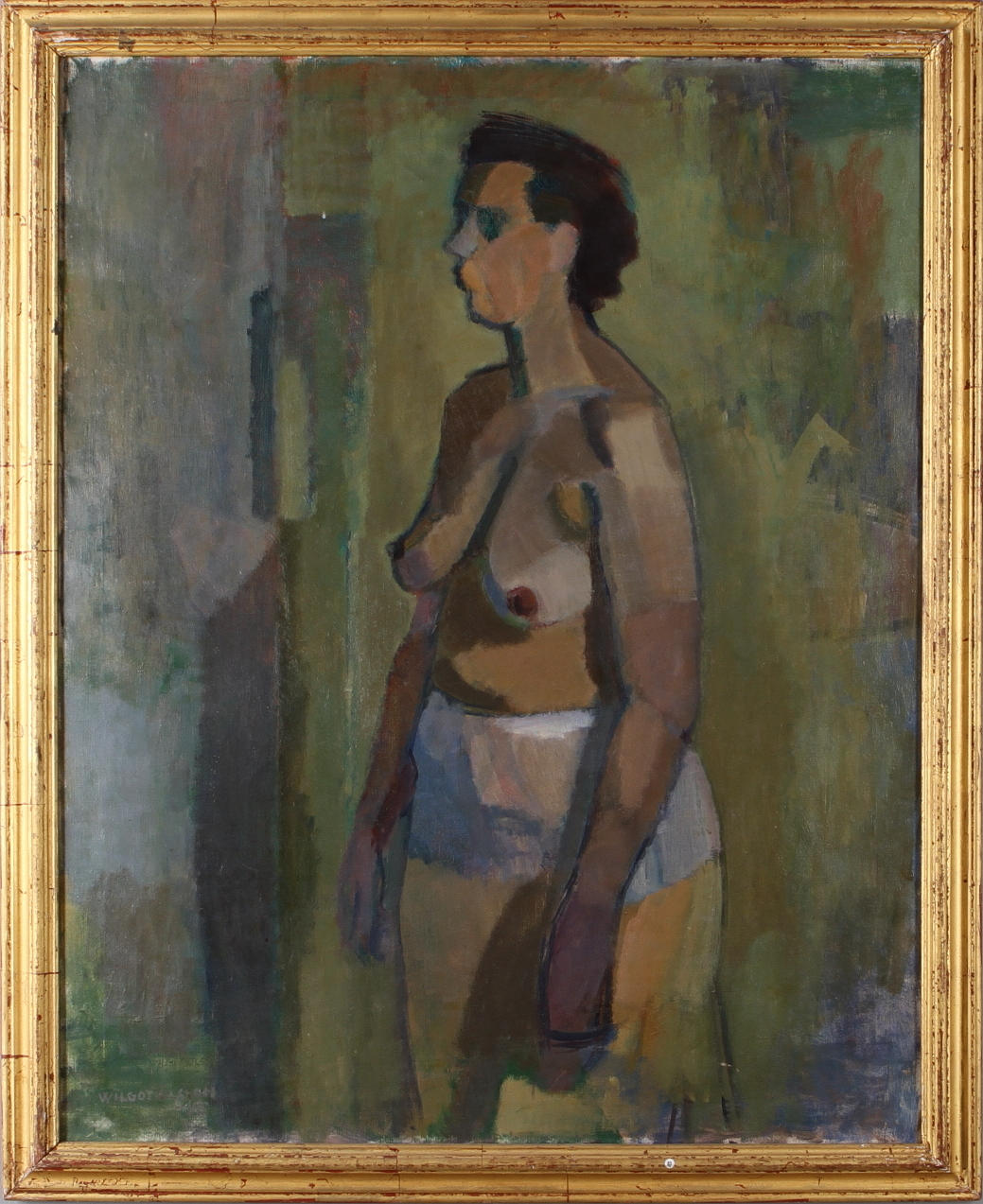 WILGOT OLSSON. Kvinnostudie, olja på duk, signerad samt daterad -45.