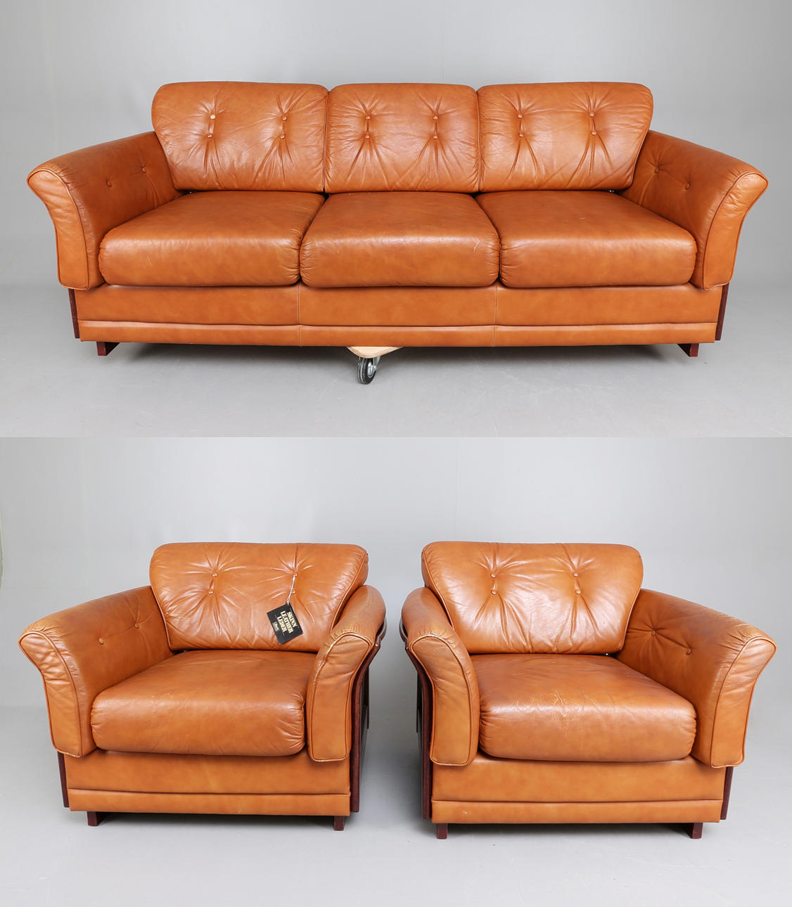 SOFFGRUPP, 3 delar, skinn, Ulferts.