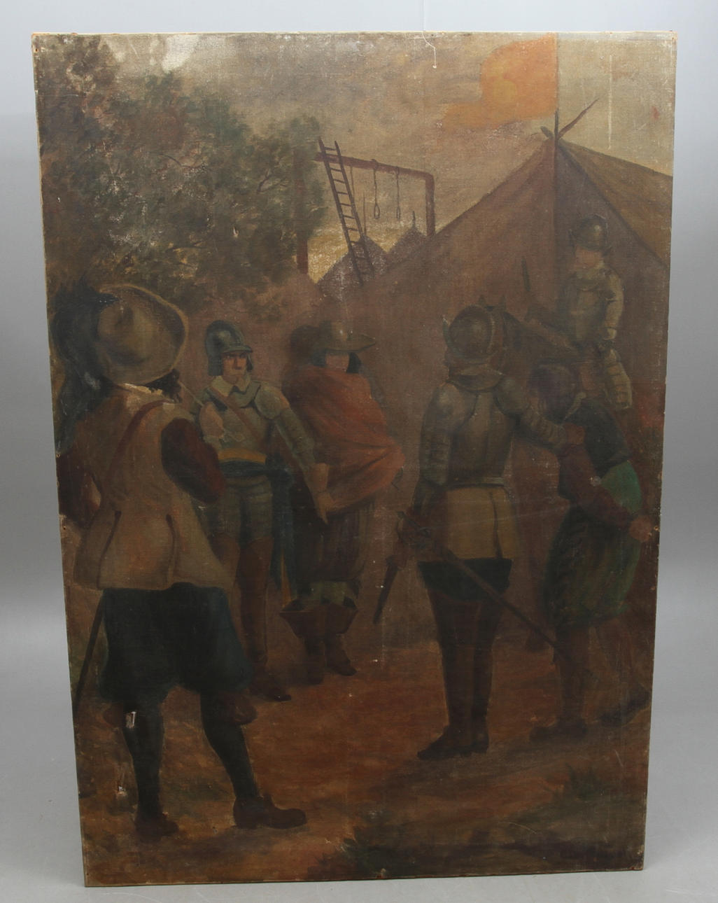 ALLAN EGNELL. Scen med militärer, olja på duk, signerad.