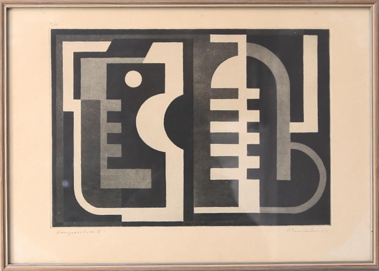 CURT BURSTRÖM. Litografi, "Komposition 5", signerad och daterad -63, numrerad 16/25.