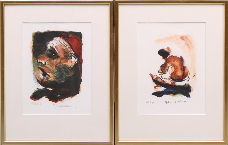 BJÖRN KRESTESEN. Färglitografier, 2 st, signerade och numrerade 77/210 resp 48/210.