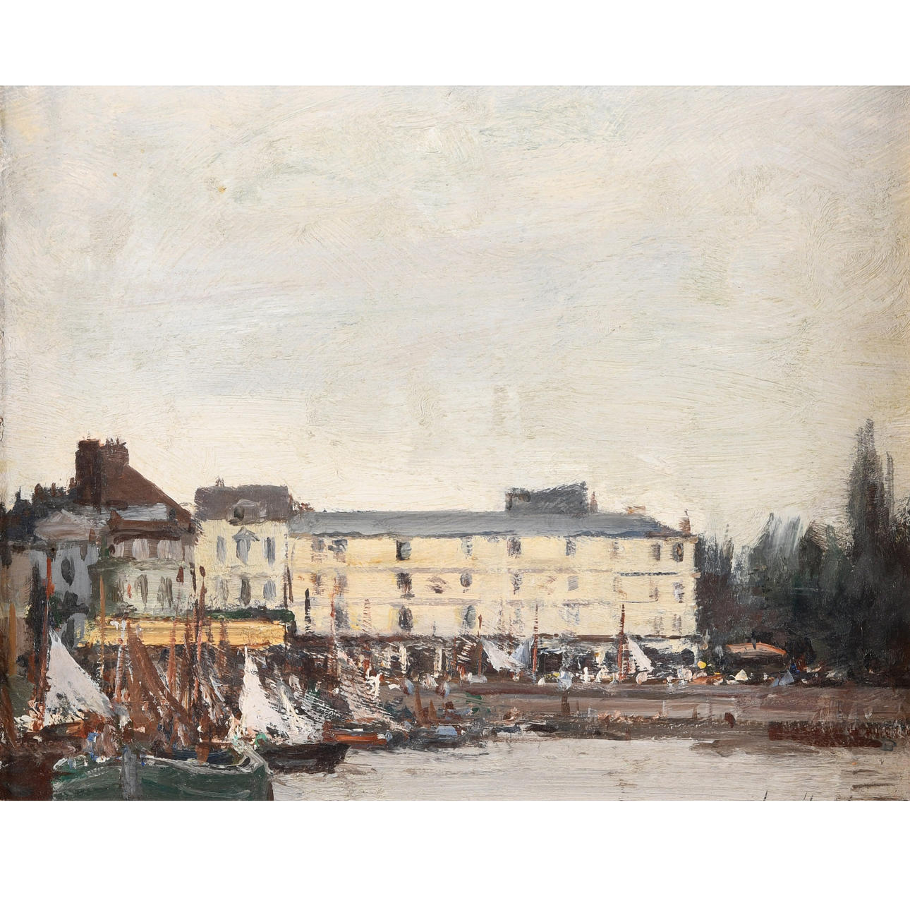 IAN HOUSTON (1934-2021). HOTEL DU CHEVAL BLANC, HONFLEUR, 1971.