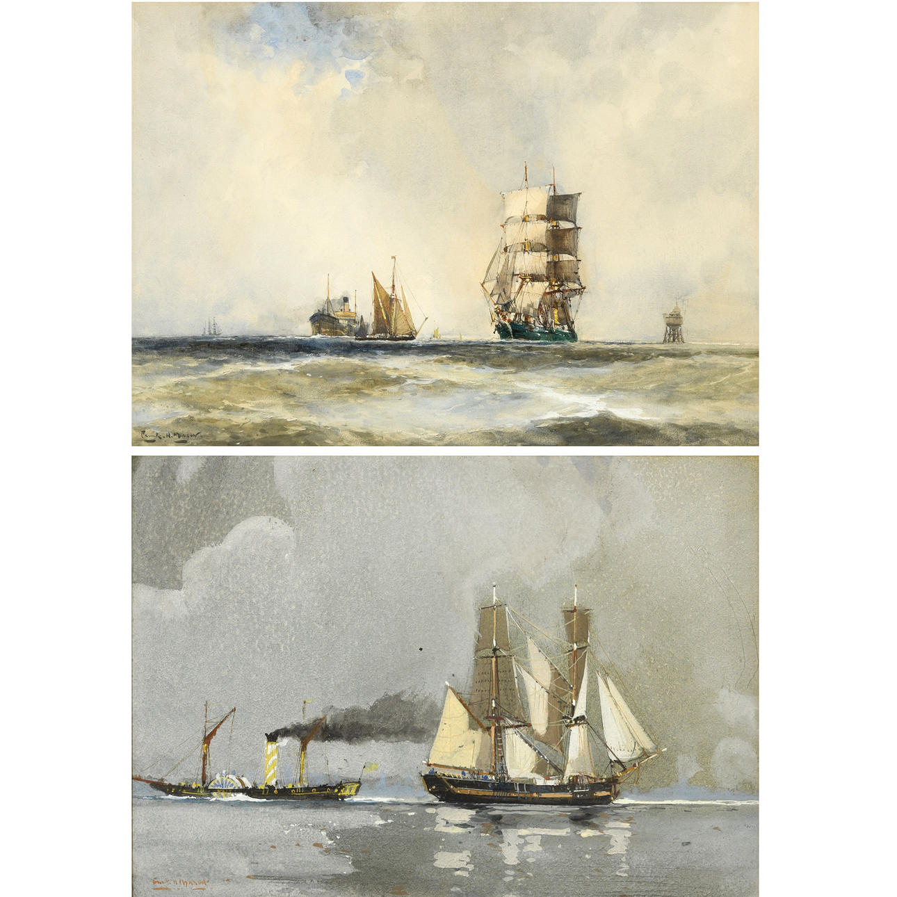 FRANK HENRY MASON (1876-1965). OFF THE NORTH EAST MAPLIN; A 100 YEARS AGO - COAL.