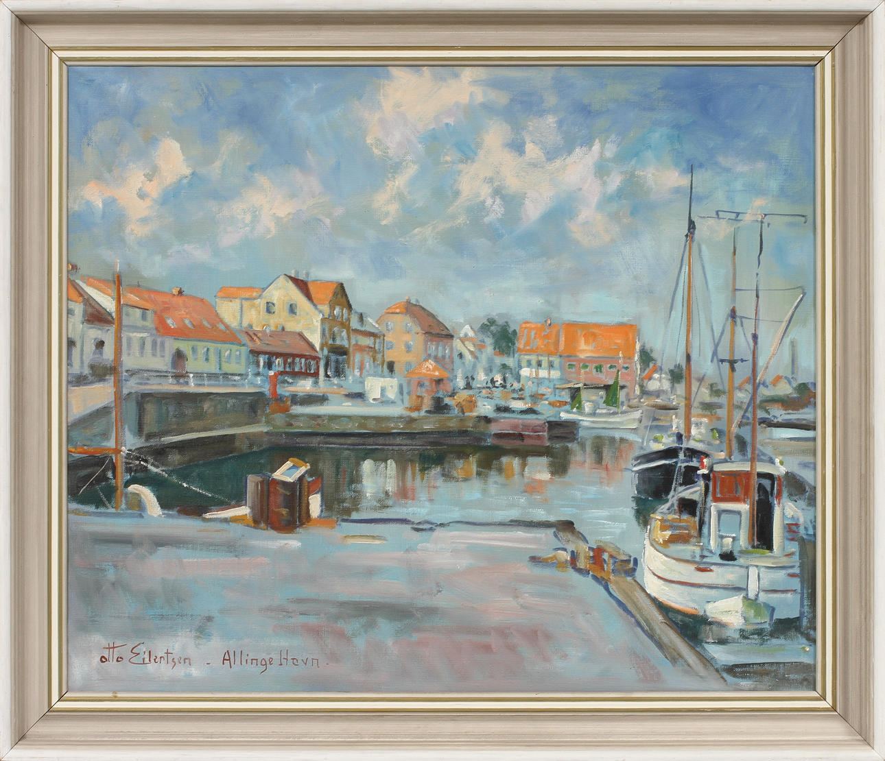 OTTO EILERTSEN. Olja på duk, "Allinge Havn", signerad.