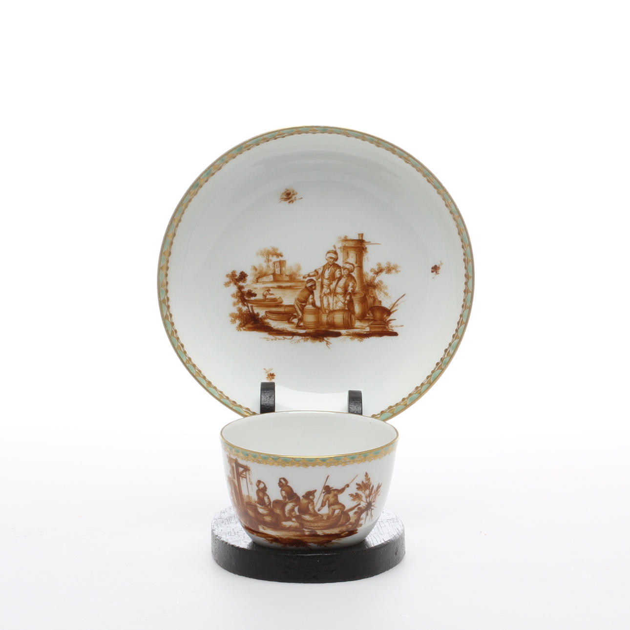 KOPP SAMT FAT, porslin, Oude-Loosdrecht Nederländerna 1772-1784.