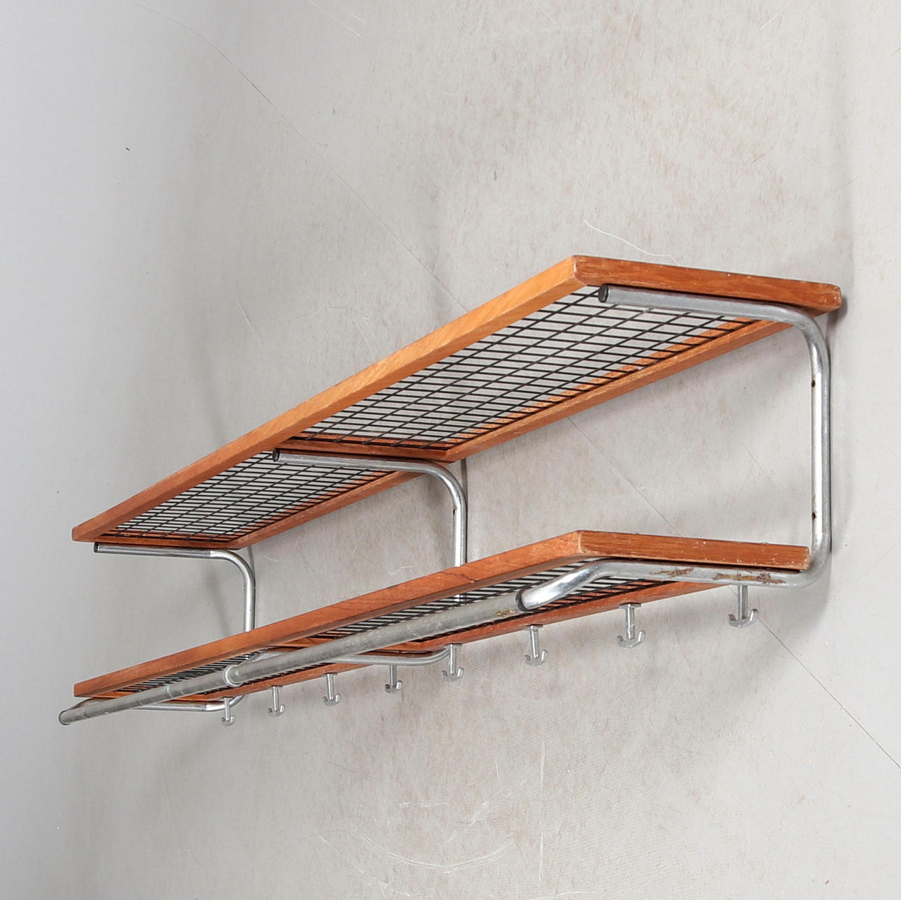 HAT SHELF, teak, "Essem Hyllan", 1960s.