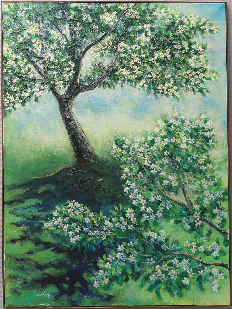 HANS LINDGREN. Blommande träd. Olja på duk, signerad.