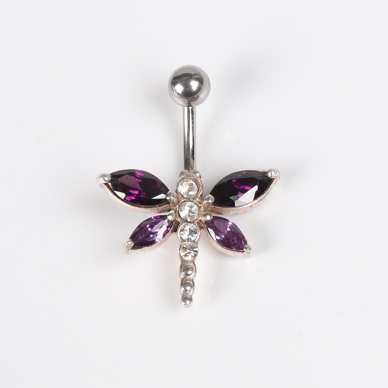 NABEL PIERCING, Sterling silver, purple stones.