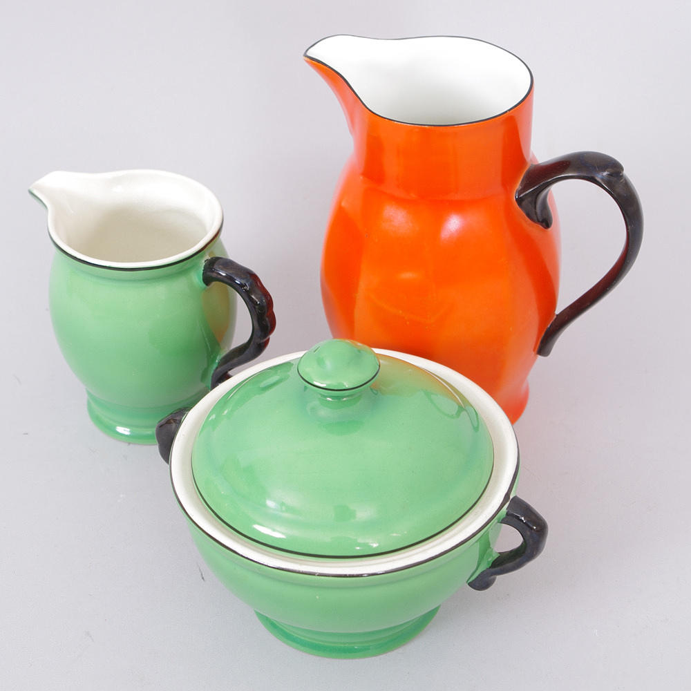 KANNA, SOCKERSKÅL SAMT GRÄDDKANNA, porslin, Gefle.