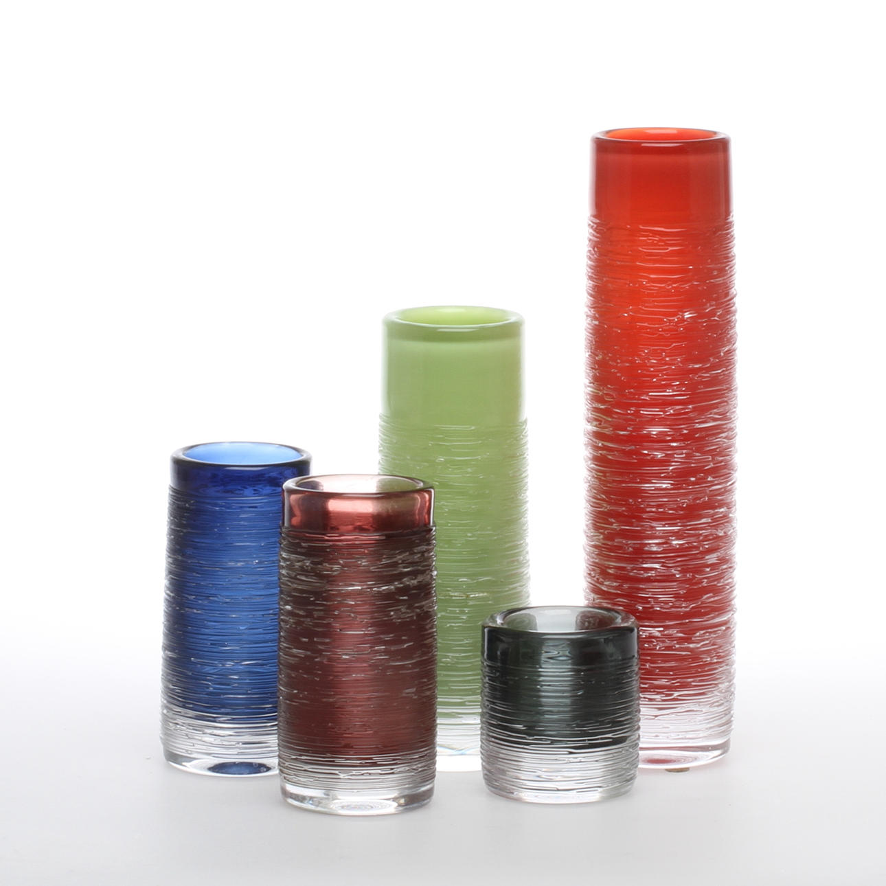 VASER, 5 st, glas, "Spun", Bengt Edenfalk, Skruf.