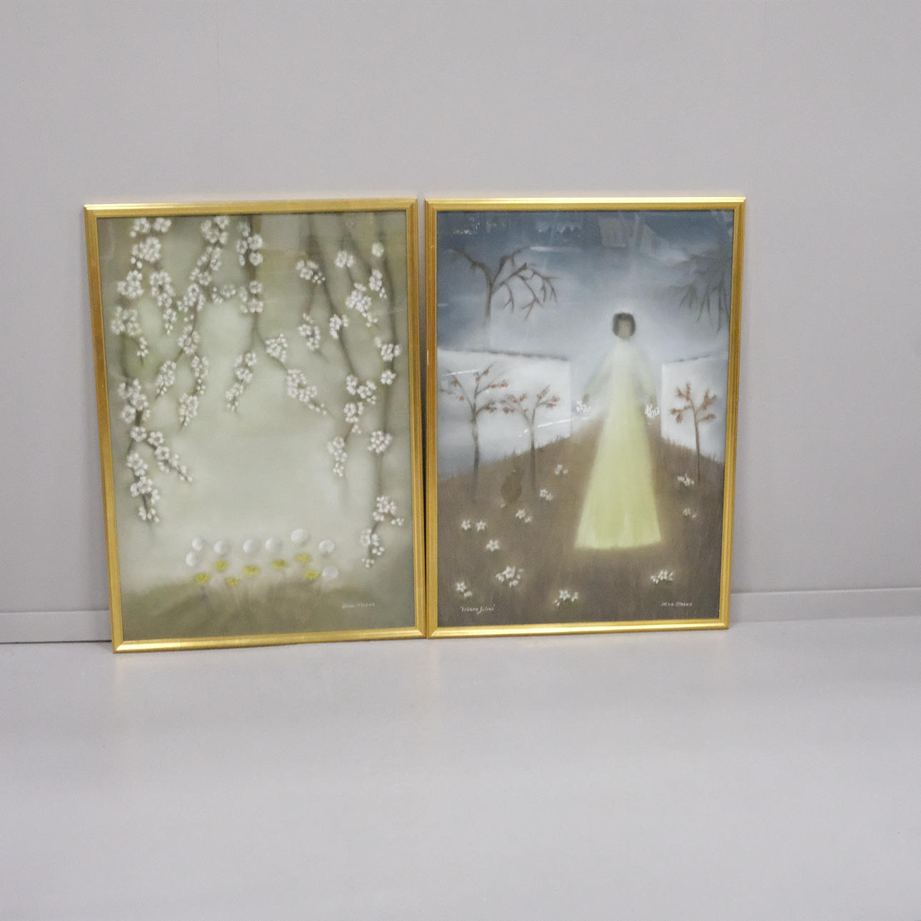 STINA OLSSON, PASTELLGEMÄLDE, ZWEI TEILE.