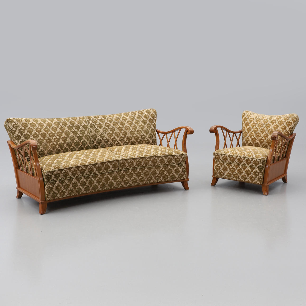 SOFA AND ARMCHAIR, Swedish modern, 1940s.