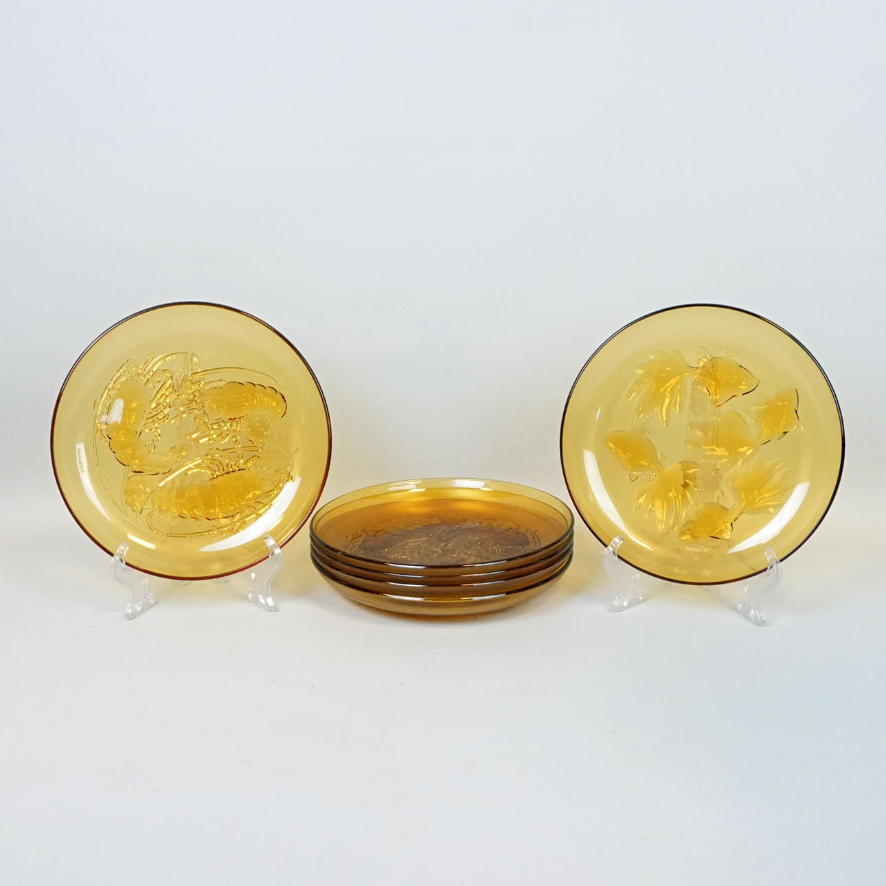 KRABBE/FISKEPLADER, 6 stk Pasari, Indonesien.