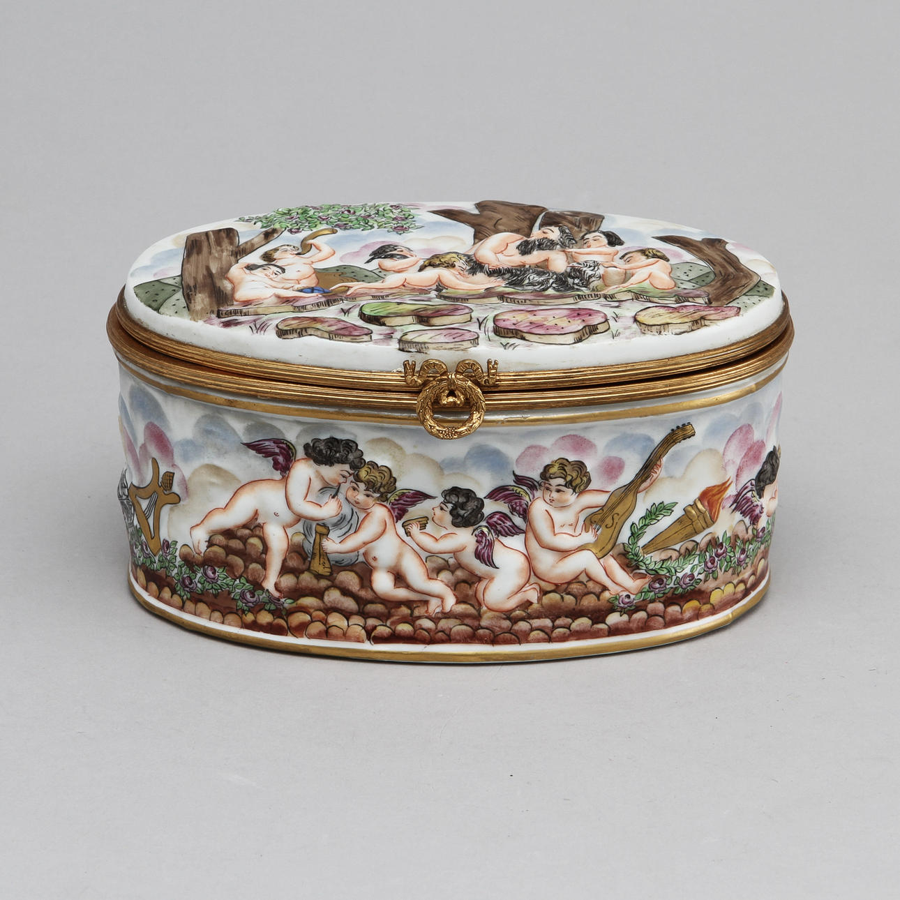 LOCKASK, porslin, capodimonte, Italien, 1800/1900-tal.