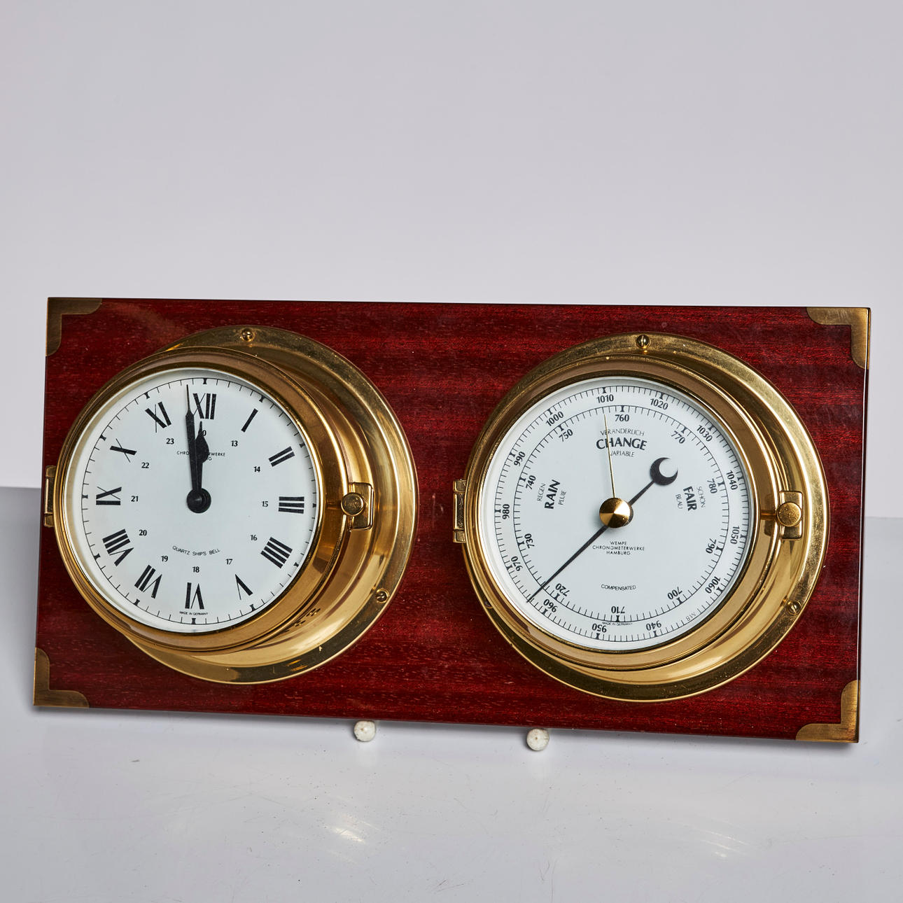 BAROMETER/SHIP COURSE, Wempe Chronometerwerke Hamburg, brass, mounted ...