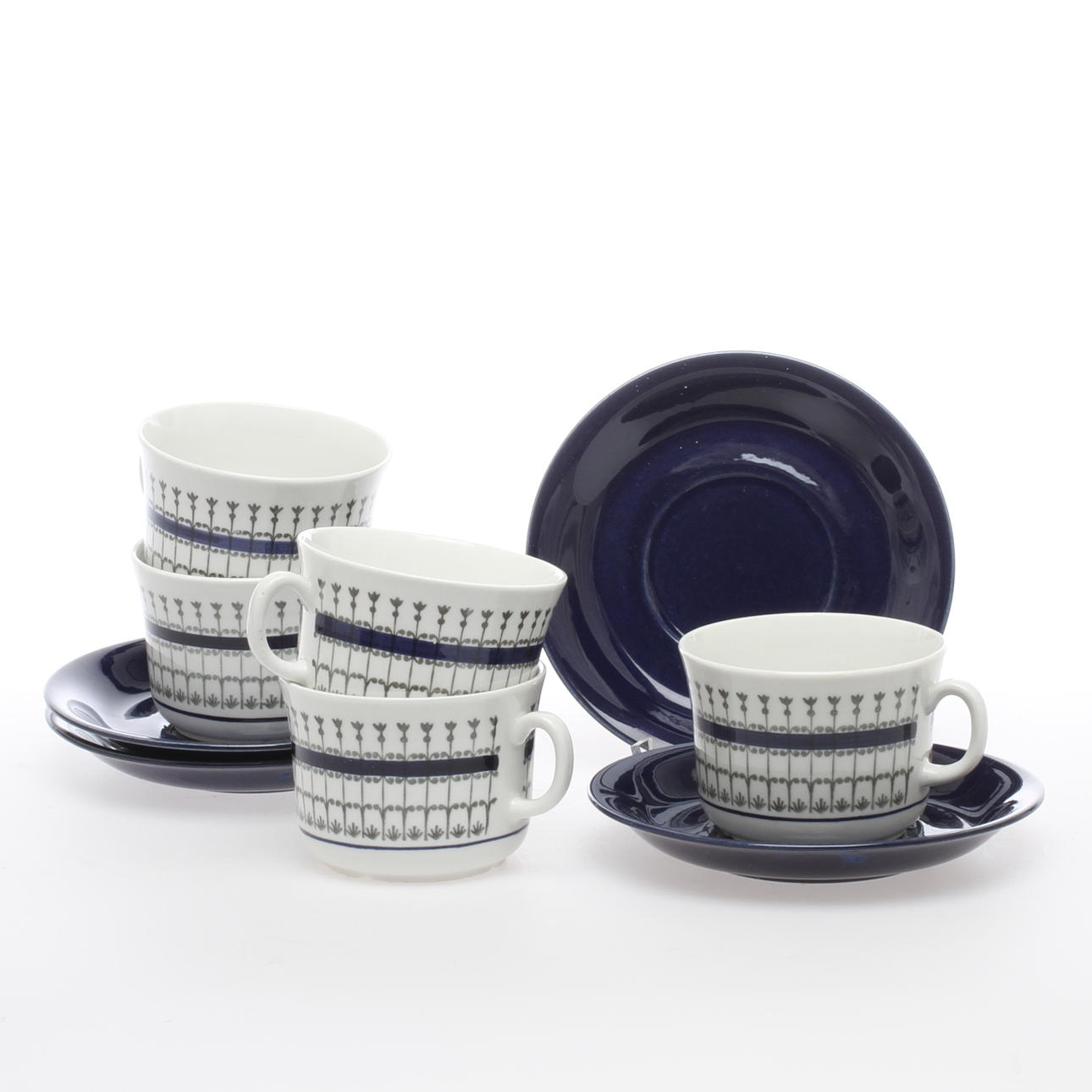 TEKOPPAR 5 st med FAT 4 st, "Smide" Upsala-Ekeby Gefle.