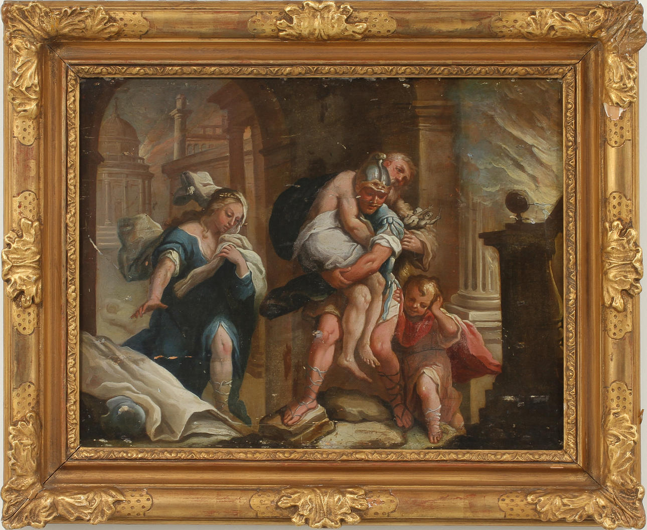 OIDENTIFIERAD KONSTNÄR. Figurscen, olja på pannå, 1800-tal.