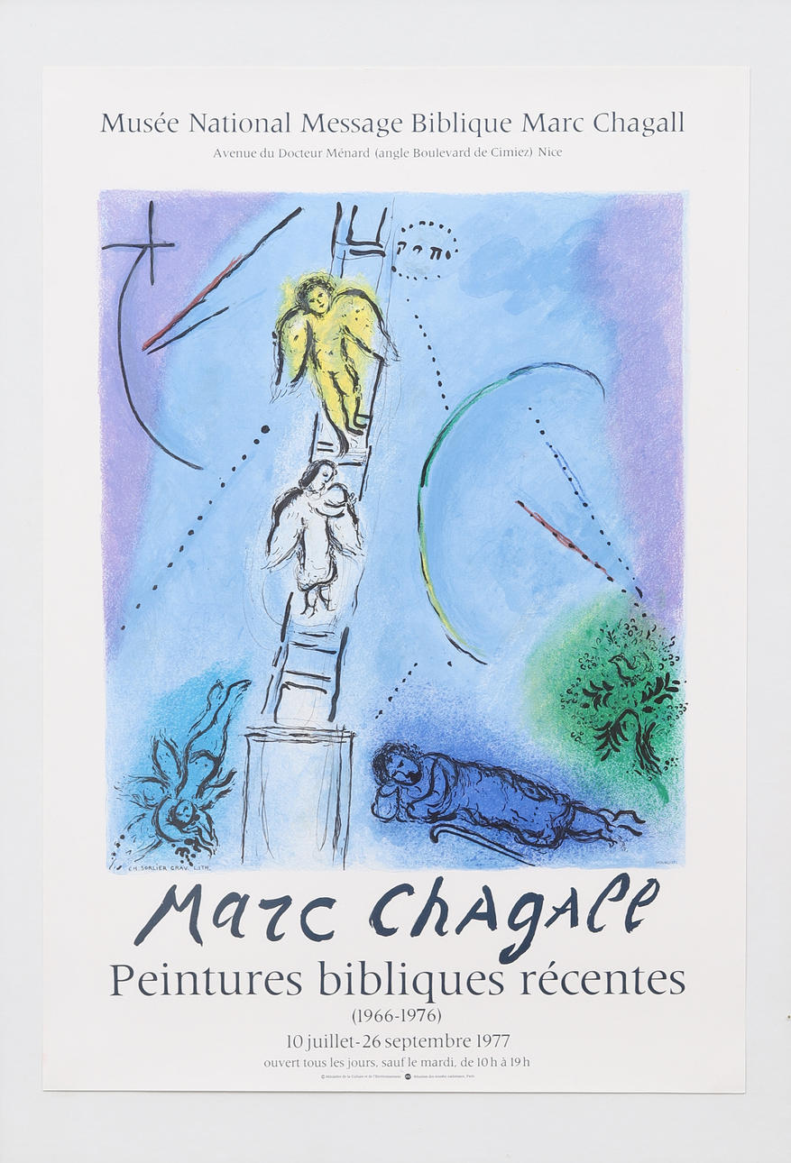 MARC CHAGALL. UTSTÄLLNINGSAFFISCH, efter. Mourlot 1977.