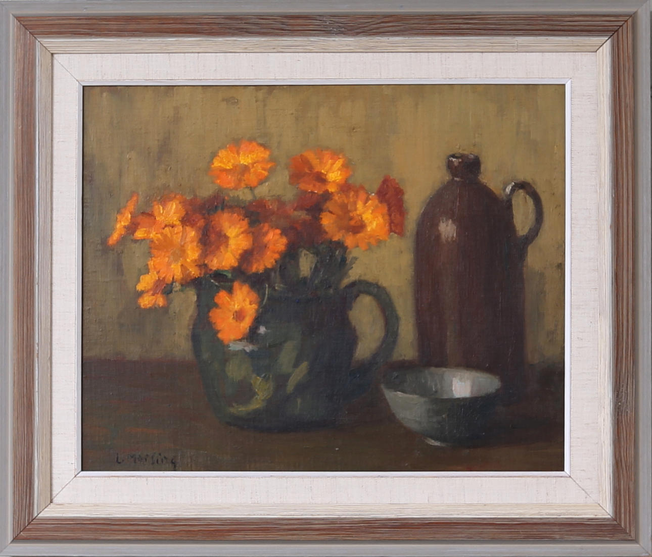 LEOPOLD MORSING. Stilleben, Olja på pannå, signerad, L. Morsing.