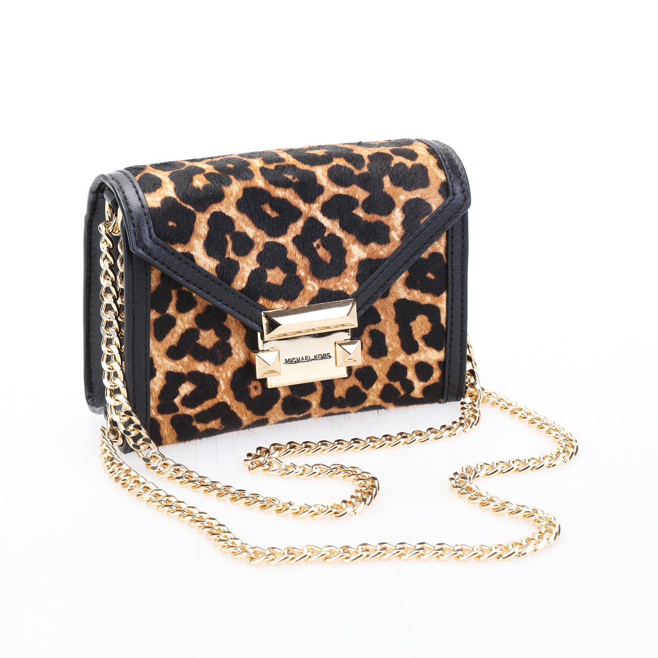 TASCHE, Michael Kors, Ledertasche, schwarz/Leopard/Gold.