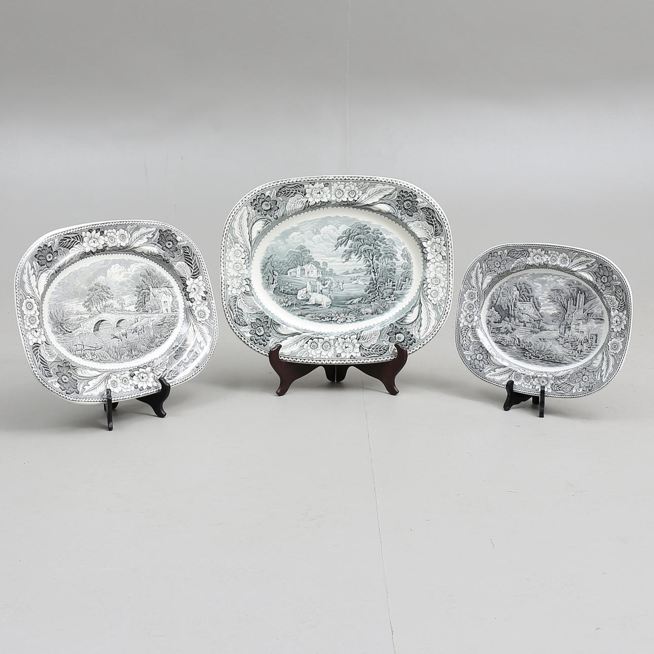 STEKFAT (3), benporslin, "Woodland", Wood & Sons, England.