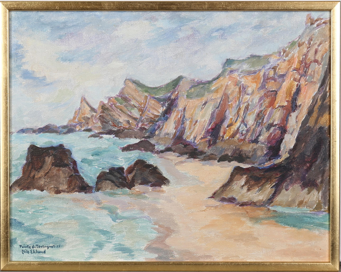 NILS EKLUND. "Point du Toulinguet". Olja på pannå, signerad och daterad -75.