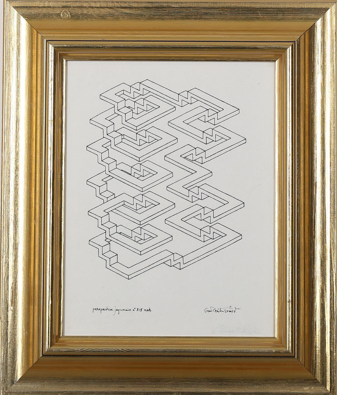 OSCAR REUTERSVÄRD. "Perspective japonaise n 315 nah", tuschtekning, signerad.