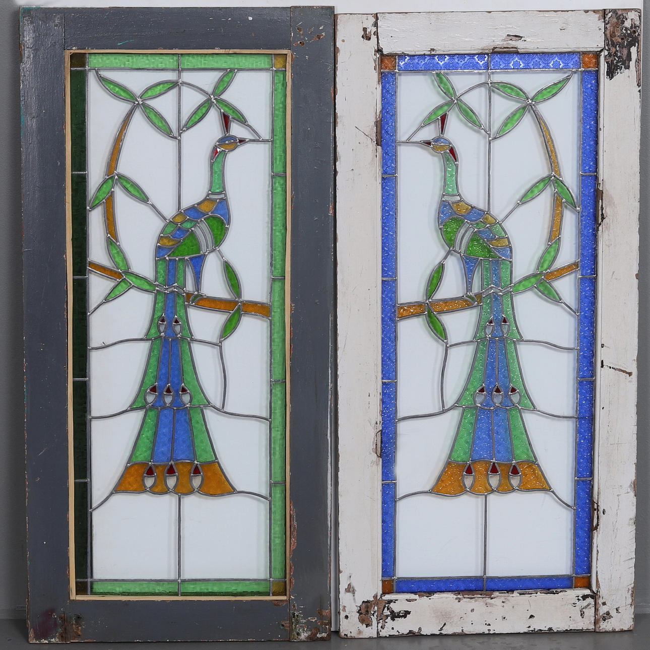 FENSTER, 2 Stück, Jugendstil, 20. Jahrhundert.